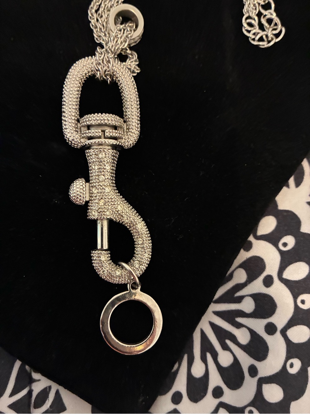 Silver tone Multi-Chain Statement Necklace with crystal trigger snap Pendant - Picture 5 of 8